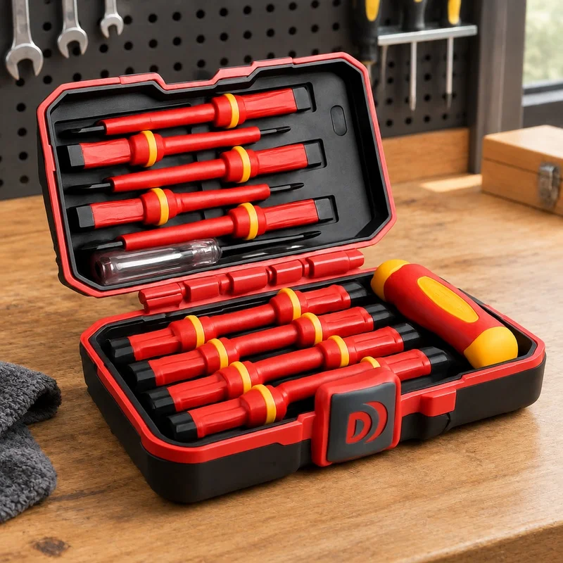 Electrician Screwdriver Kit with 15 Magnetic Interchangeable Bits, Insulated for 1000V Safety Protection