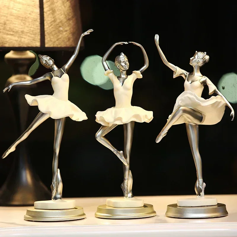 

European Ballet Dance Girl Resin Ornaments Home Livingroom Table Statue Accessories Crafts Office Desktop Sculpture Decoration