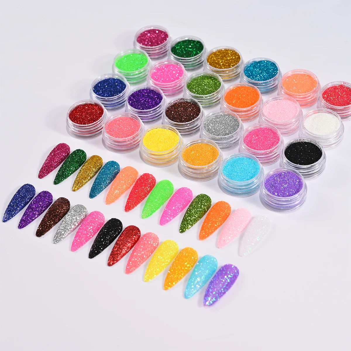 24 Potten Sprankelende Laser Glitter Suikerpoeder Set Kleurrijke Holografische Iriserende Glitter Nagelpoeder Sprankelende Pigmenten Manicure Stof