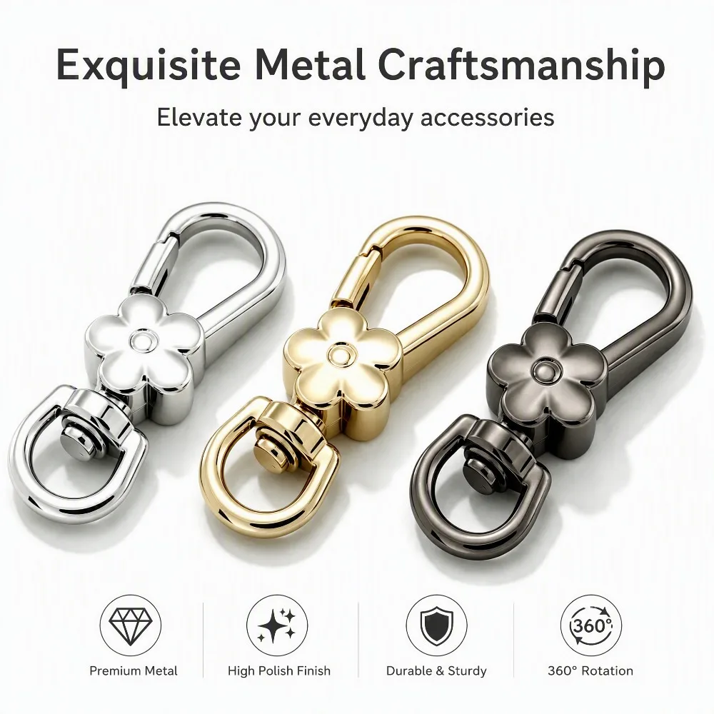 5/100Pcs Bag DIY Accessories Handbag Clasps Handle Flower Lobster Metal Clasps Swivel Trigger Clips Snap Hooks Buckles Key Rings