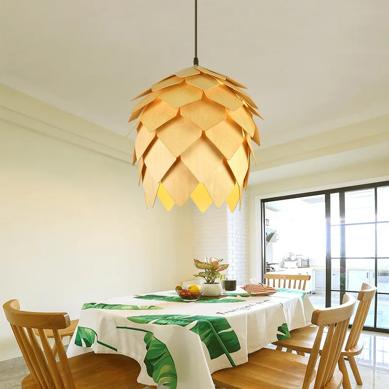 

Xiangxi Hot Pot Restaurant Wooden Chandelier Japanese Birdcage Light Solid Wood Homestay Tea Room Log Pumpkin Light Retro