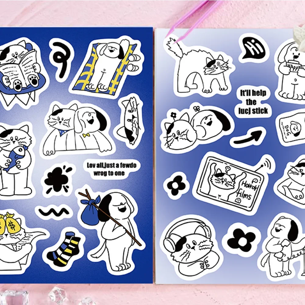 Imagem -05 - Conjunto de Adesivos de Desenhos Animados Gatos e Cães Cartão Diário Goo Faça Você Mesmo Decoração Manual da Caixa do Telefone Estilo Coreano