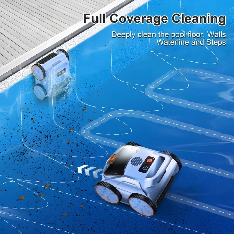 (2025 New) Robotic Pool Vacuum, Robotic Pool Cleaner for Inground Pools, Smart Navigation, Floor/Wall/Waterline Cleaning