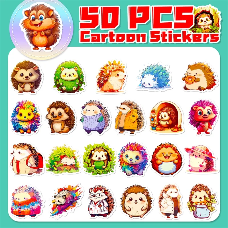 10/30/50PCS Cute Hedgehog PVC Sticker Aesthetic Hand Accounting Tools DIY Decoration Scrapbooking Stationery Supplies for Kids