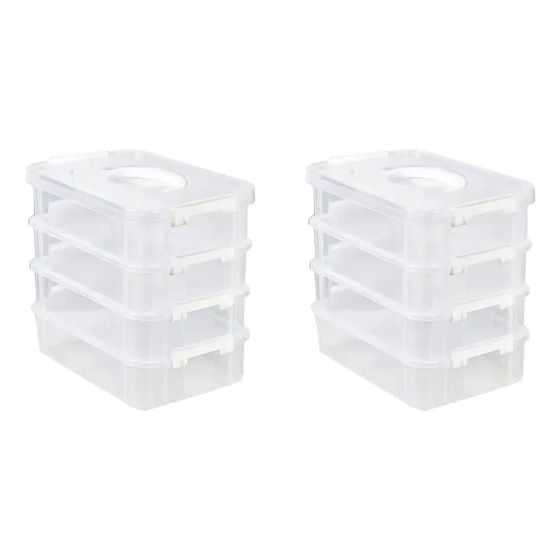 Hot Sale-2X Extra Large 4-Tier Stackable Storage Box With Lid Clear Plastic Organizer Building Block Storage Box