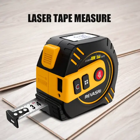 REVASRI 레이저 거리 측정기 2-in-1 레이저 줄자 40M 거리 측정기 디지털 줄자 측정