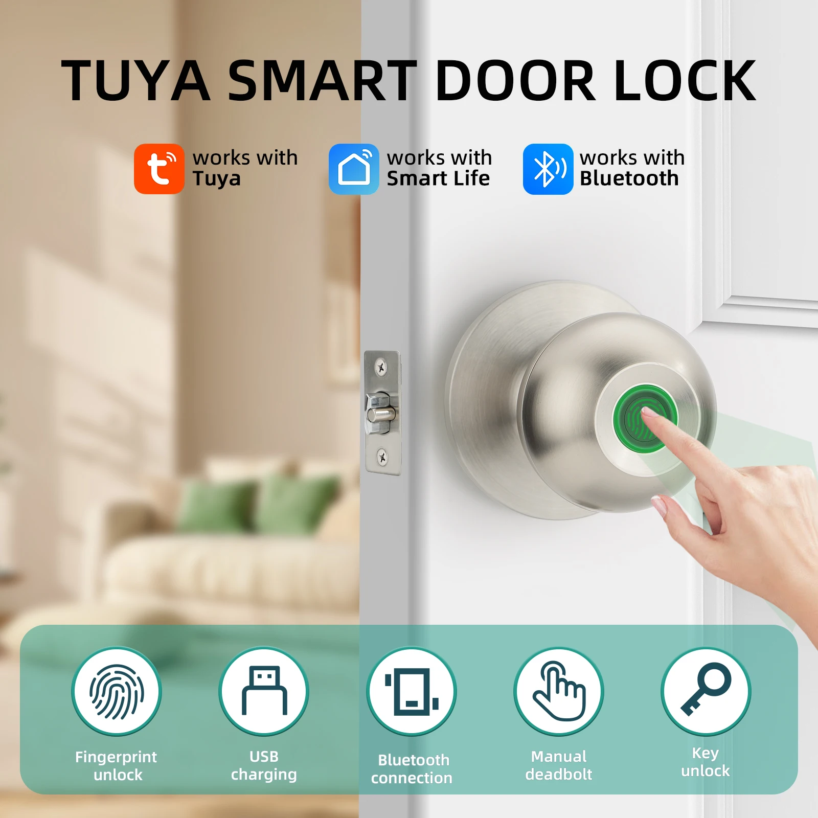 Viladepot Smart Lock Keyless Entry Door Lock Fingerprint APP Control Smart Door Lock Deadbolt Lock Interior Door 3