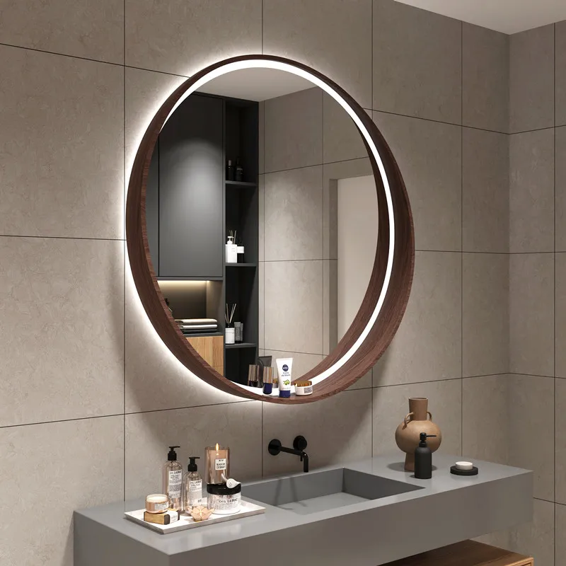 Mirror With Backlight Led Round Mirrors Makeup Lights Bathroom Decor Woman Pocket Room Full-body Spiegel Dressing Table Wall