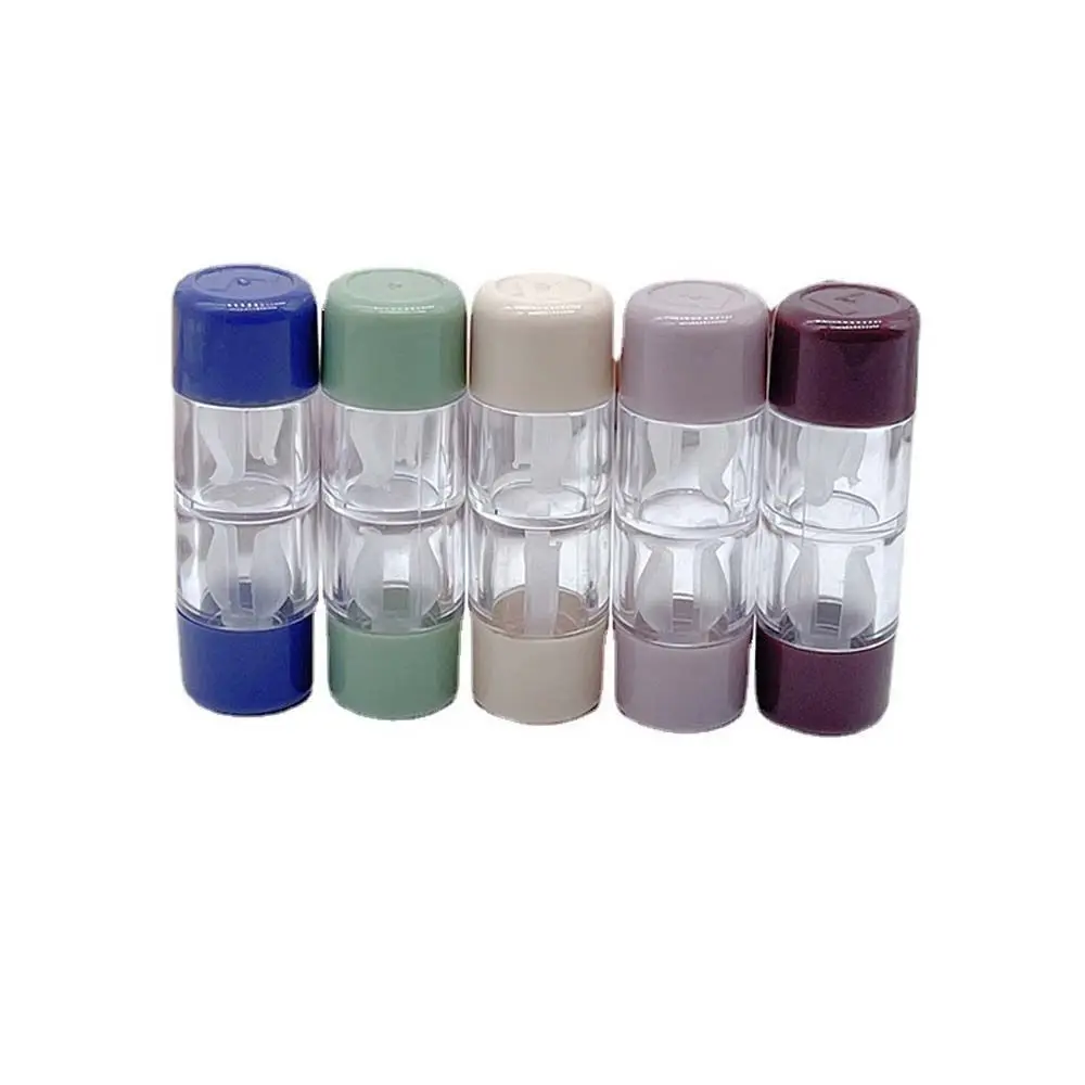 High Quality Plastics Contact Lens Case Cylindrical Solid Color Contact Lens Container RGP Eye Care Lenses Box