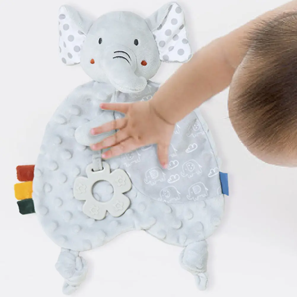 

Серое успокаивающее одеяльце-комфортер для новорожденных в виде слоника: мягкая игрушка для сна, прорезывания зубов и успокоения младенцев