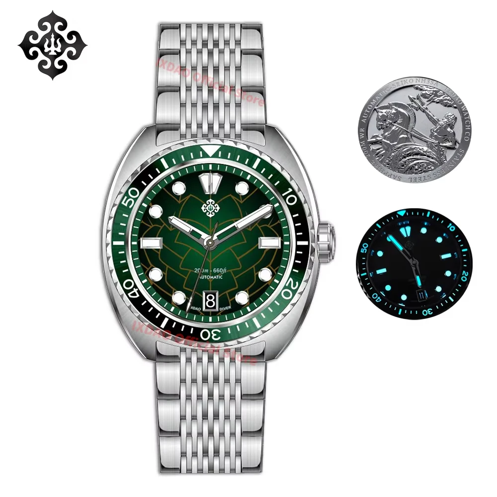 IXDAO IPOSE 2026 New Automatic Mechanical Men WatchNH35 Dragon Scale Pattern Watch Stainless Steel BWG-9 Diving reloj hombre image 3