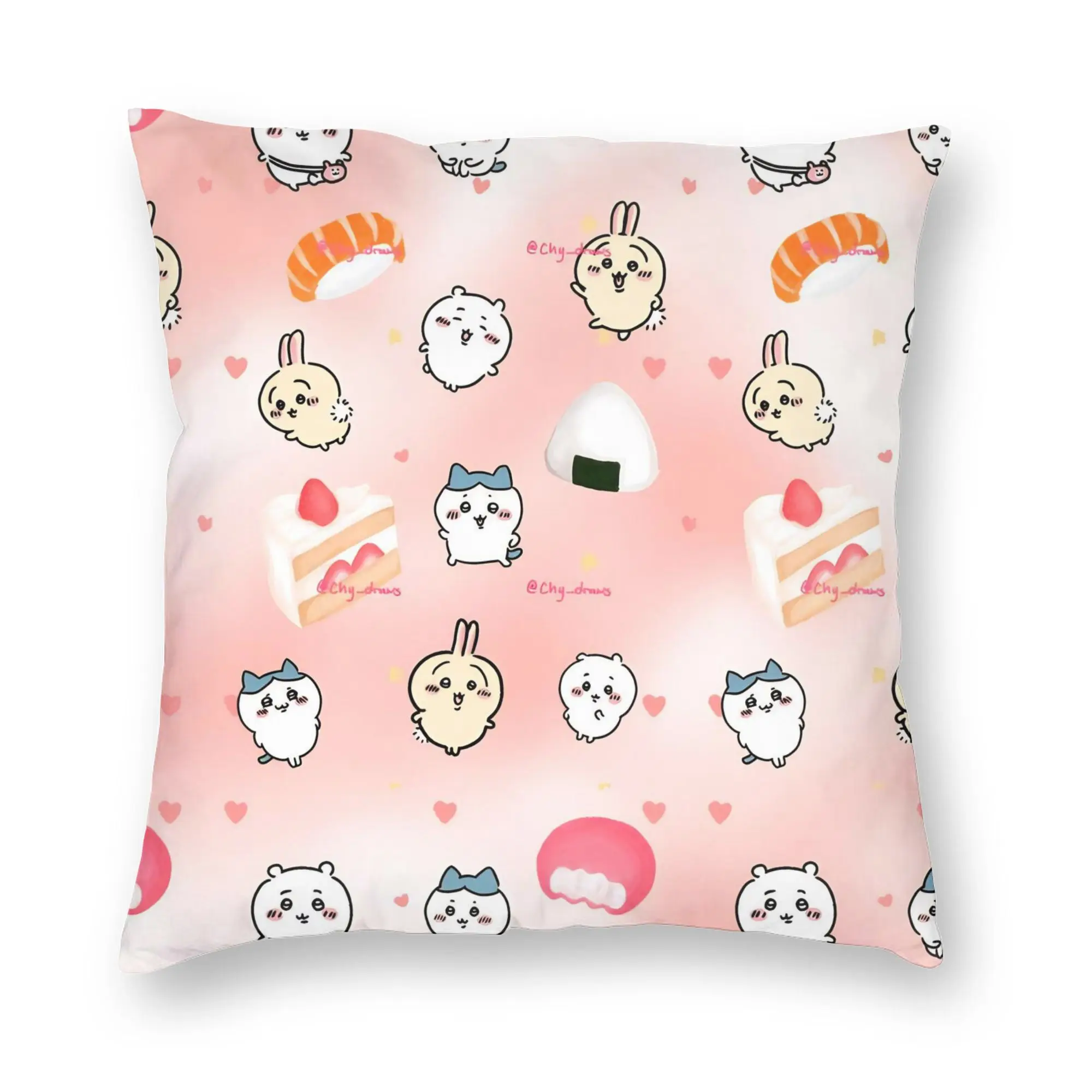 Chiikawas Hachiware Usagi Kawaii Anime Sushi Pillowcase Printed Cushion Cover Decorative  Pillow Case Cover Chair Zippered 18''