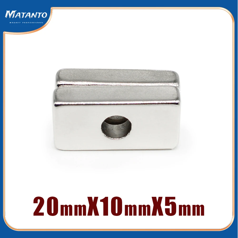 

2/5/10/20/30/50PCS 20x10x5-4mm Countersunk Hole 4mm Block Permanent NdFeB Magnet 20x10x5-4 Rare Earth Strong Magnet 20*10*5-4