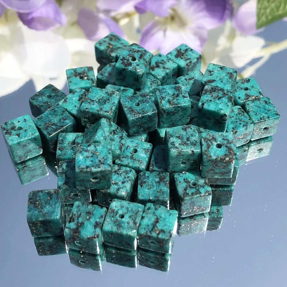 4mm/6mm/8mm Natural Square Stone Agates Jades Amazonite Cube Loose Spacer Beads For Jewelry Making DIY Bracelet Handmade 15inche