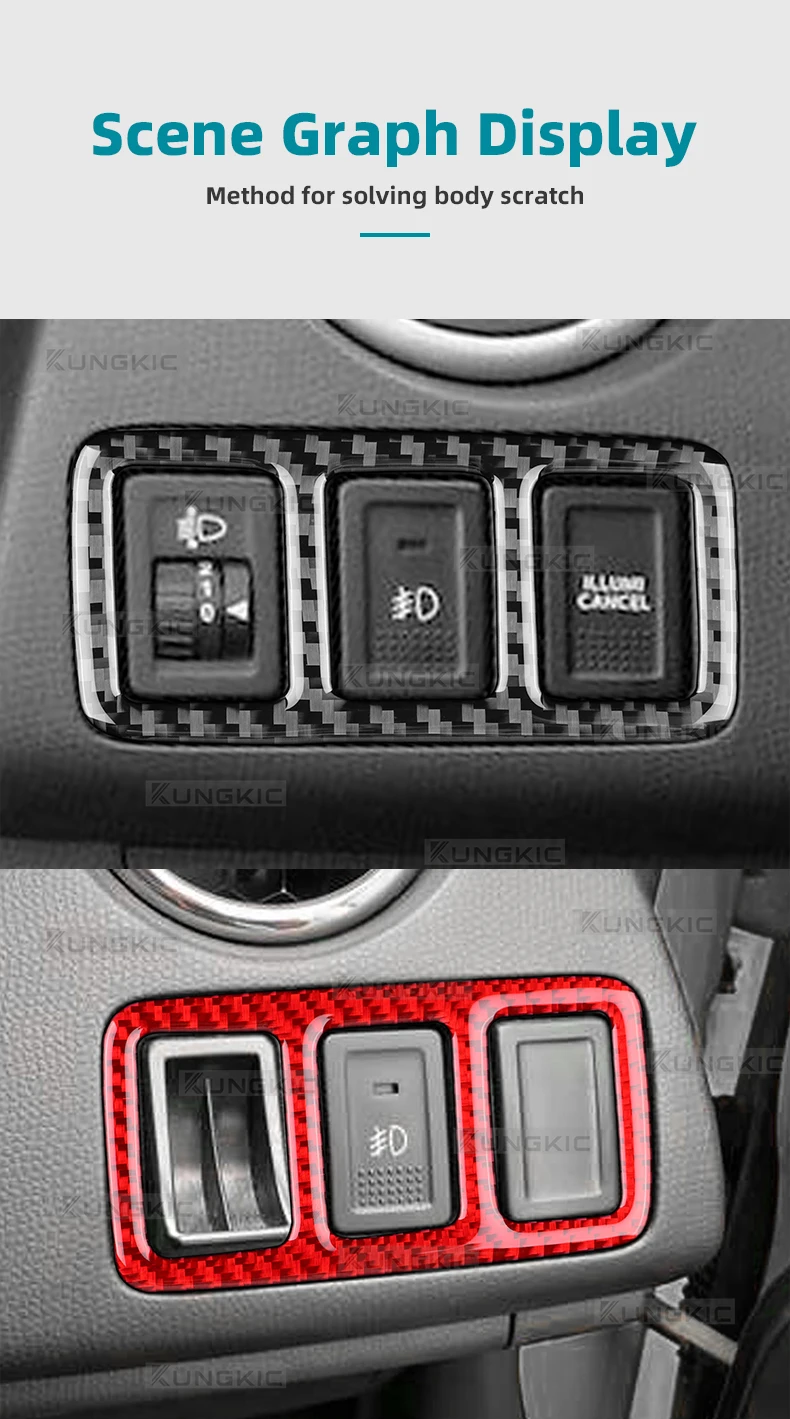 Weicher Kohlefaser-Aufkleber für Suzuki Swift Sport MZ/EZ ZC31S 2005 2006 2007 2008 2009 2010 Scheinwerferschalter-Knopfgehäuse Auto-Zubehör – Detail 9