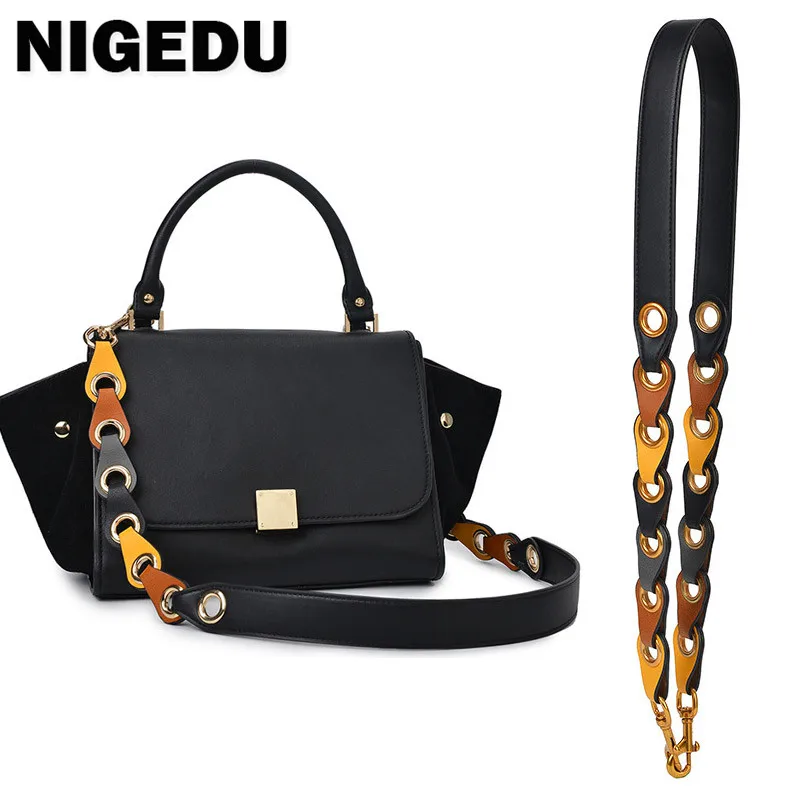 Brand Bag strap Panelled rivet Wide Leather Strap for Messenger Bags DIY Women Shoulder Strap for Bag Handbag Accessories