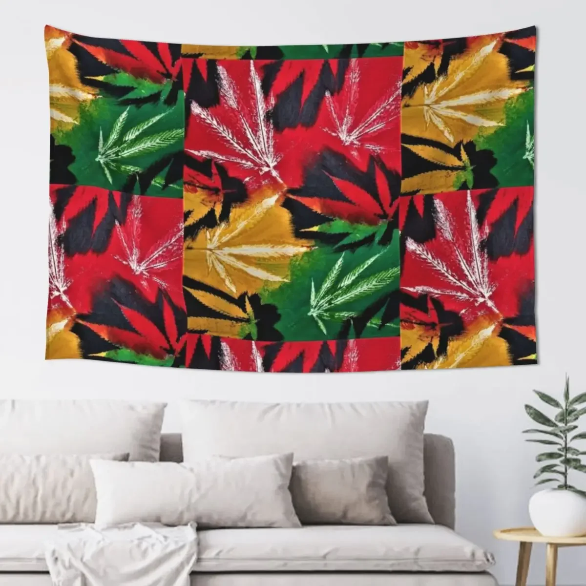 

Leaf Prints ~ Island Style Rasta Colors Tapestry Wall Art Wallpapers Home Decor Wall Decoration Tapestry