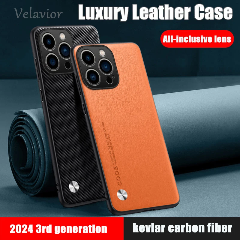 Case for iPhone 16 Pro Max TPU Soft Frame Sheepskin Leather Back Coque for 16 Plus Cover  Protect Shockproof Protection Shell