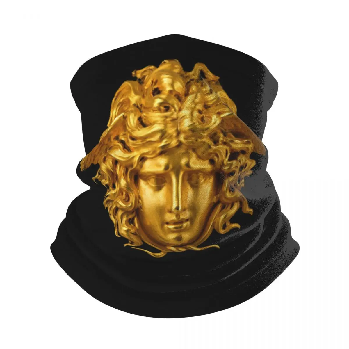 Bufanda cálida dorada antigua de Medusa, polaina de cuello Unisex, diadema de invierno, envoltura de cuello