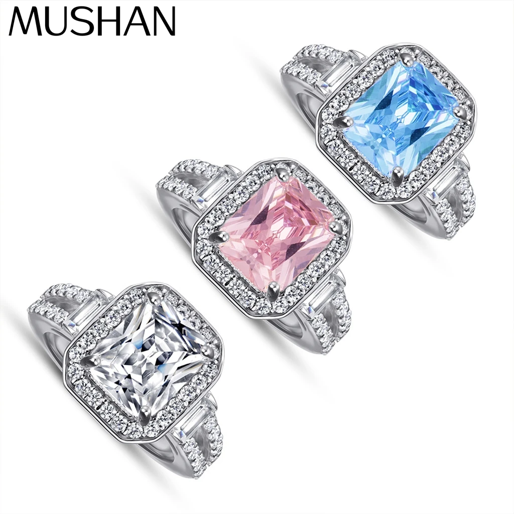 MuShan Jewelry 925 Sterling Silver Rings Bands Engagement Ring 5A Cubic Zirconia Romantic Rings Bands Anniversary  Women Gift