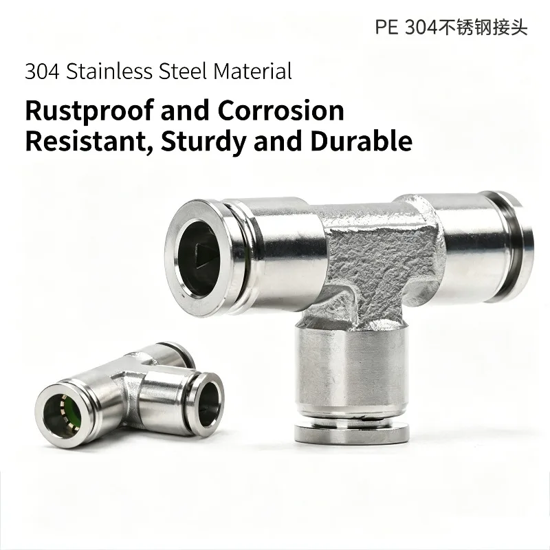 10Pcs 4mm 6mm 8mm 10mm 12mm 14mm OD Tee 3 Way Spliter Pneumatic 304 Stainless Steel Push In Quick Connector Release Air Fitting
