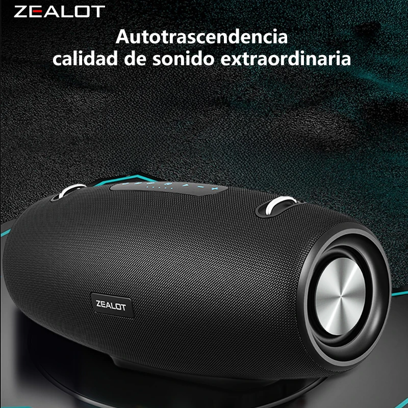 ZEALOT S67 Altavoz Bluetooth portátil con correa para hombro, resistente al agua, sonido estéreo potente, graves profundos, hasta 40 horas de reproducción, ideal para exteriores, viajes, playa y camping
