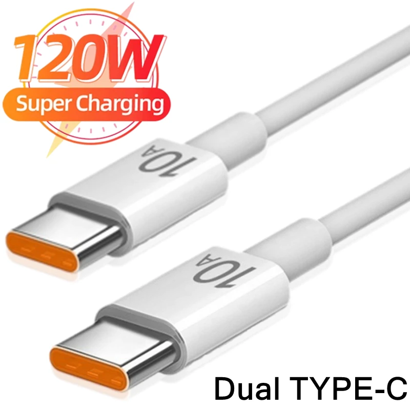 Cable de carga rápida PD USB C a Type-C 120W 10A alta velocidad para Samsung Mi doble tipo C