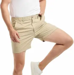 AIMPACT Mens Casual Cotton Shorts Slim Fit Elastic Waist Cargo Shorts 5.5 Inch Inseam with Pockets