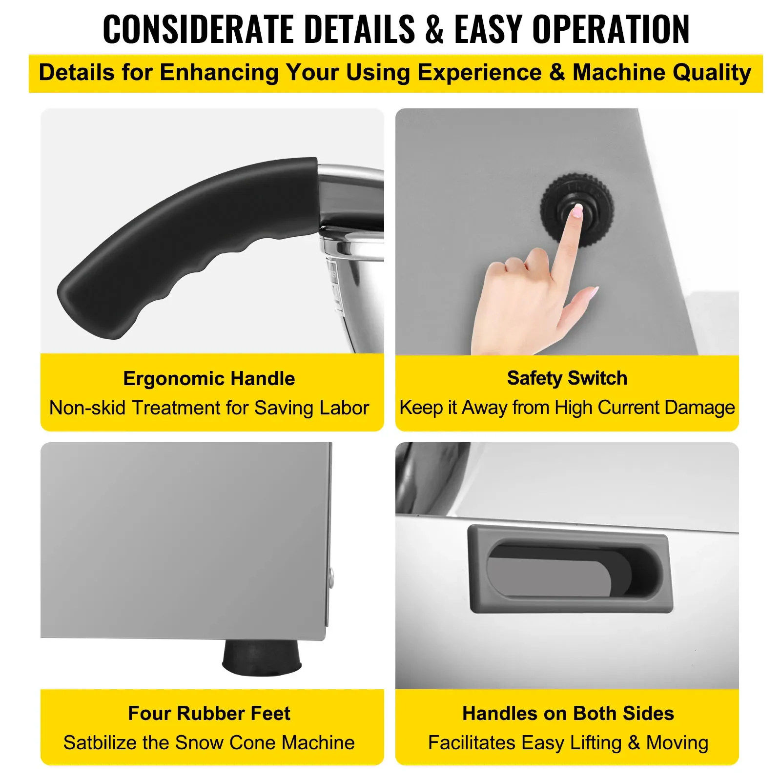 Electric Cube Ice Shaver Granizing Machine 226Kg/H Commercial Snow Cone Chopper Home Slush Crusher Blender Flake Maker