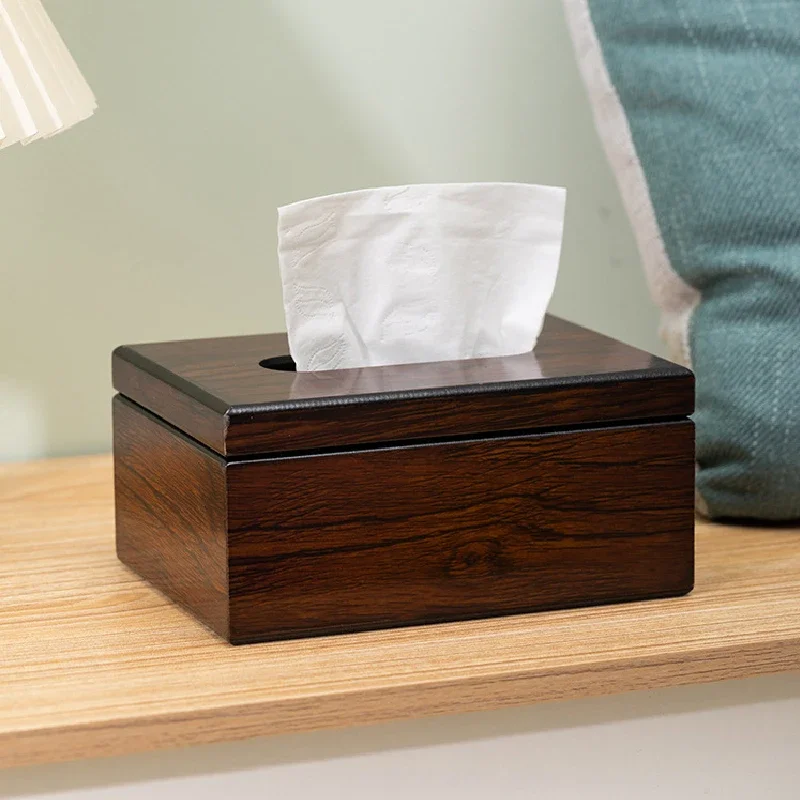 Magnetic Solid Wood Tissue Box Walnut Desktop Paper Box Storage Napkins Boxed Jewelry Home Living Room Decoration Accessories