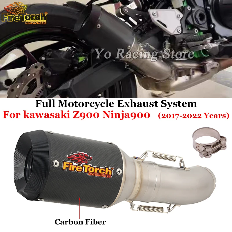 

Slip On For Kawasaki Z900RS Z900 RS Ninja900 2017 - 2022 Motorcycle Exhaust Muffler Escape Modiifed Mid Pipe With Carbon Muffler