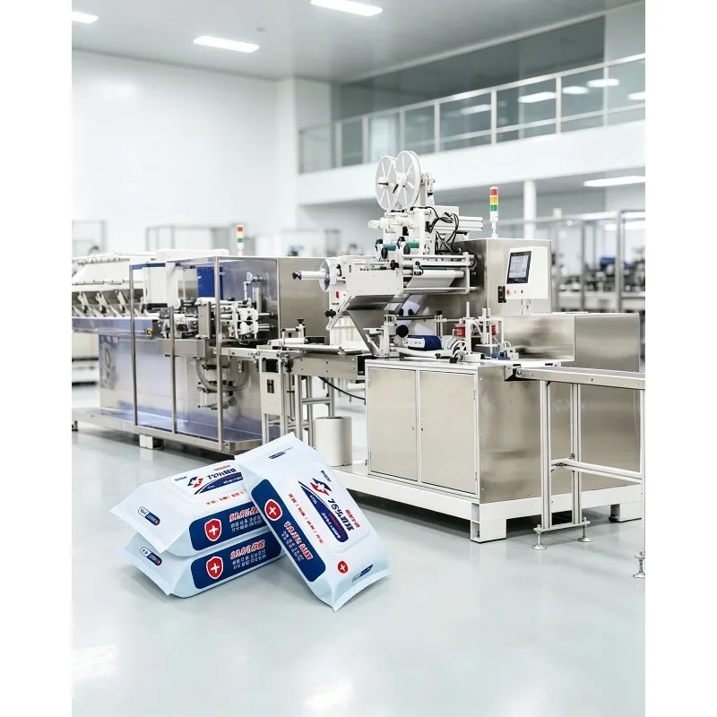 Fully Automatic Wet Wipes Making Machine Wet Tissue Production Line Biodegradable Disposable Facial Wet Towels Packing Equipment