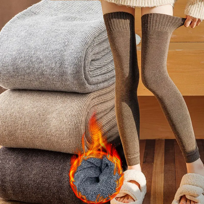 

Autumn Winter Over-the-Knee Thermal Leg Warmers Ultra Soft Fleece Socks Elastic Stocking Cold Weather Fashion Outdoor Activities