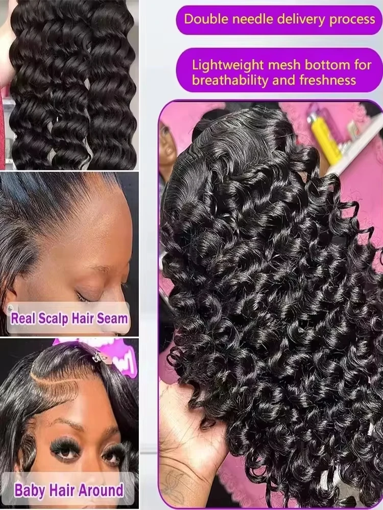 13x6 Hd Lace Frontal Wig Loose Deep Wave Curly Human Hair 100% Preplucked 13x4 Water Wave Front Wigs For Black Women Brazilian image 5