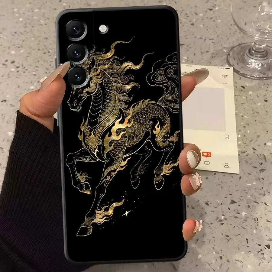 Case for Samsung Galaxy A34 A51 A22 A52 A35 A11 A12 A16 A13 A14 A36 A26 A24 A15 Phone Cover The Golden-colored Horse