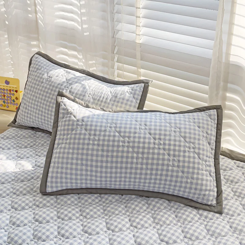Quilted Bedspread Plaid Style Bed Linen Thickened Bedsheet Home Blanket Skin-friendly Bed Cover 침대커버 (Pillowcase Need Order)