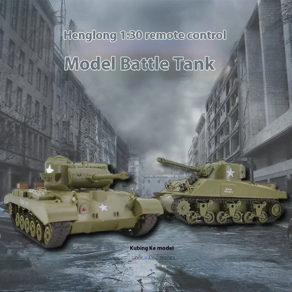 New 2.4g Remote-controlled Tank, Wireless Combat Tank 1:30 Simulation Sherman Pershing Model, Children's Toys, Youth Gifts