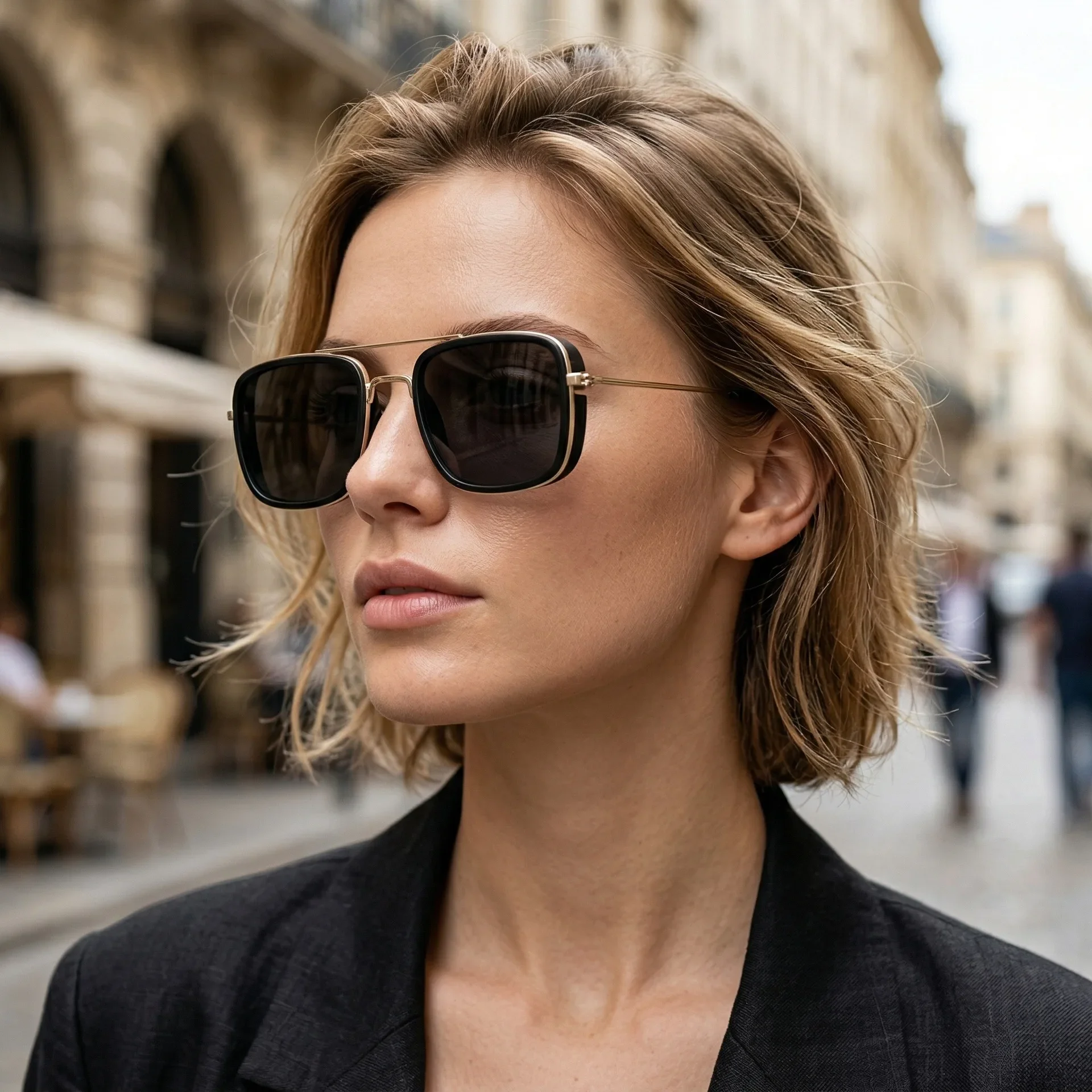 Fashion Sunglasses European and American Metal Small Square Frame Korean Protection Version Glasses Retro Square Eyewear