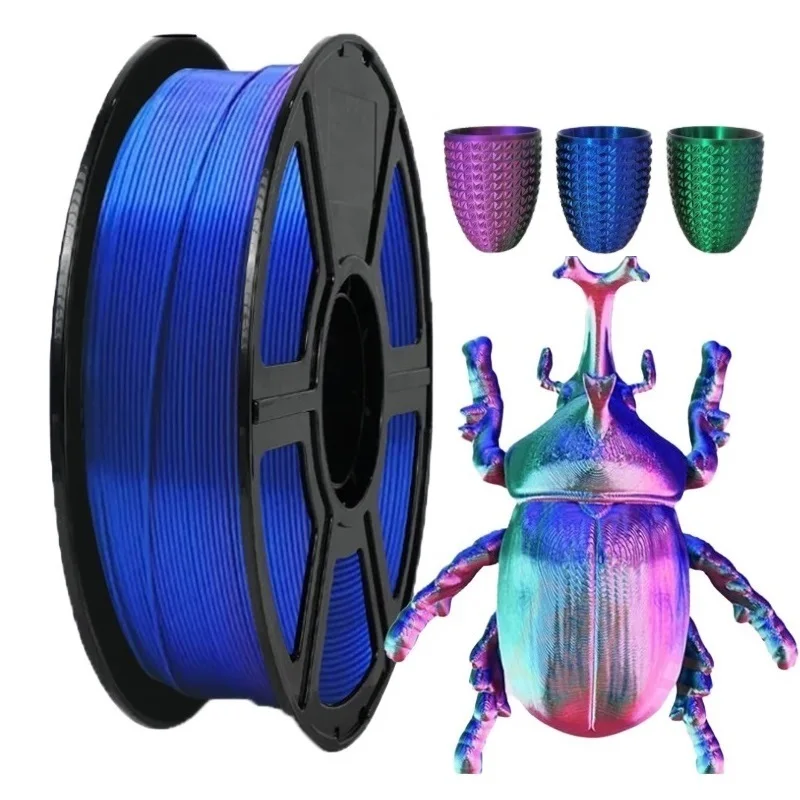 Tri-colors Filament Silk PLA 1.75mm 1kg 500g Filament PLA Triple Colors FDM 3D Printer Plastic Material Filament Gold Blue Red