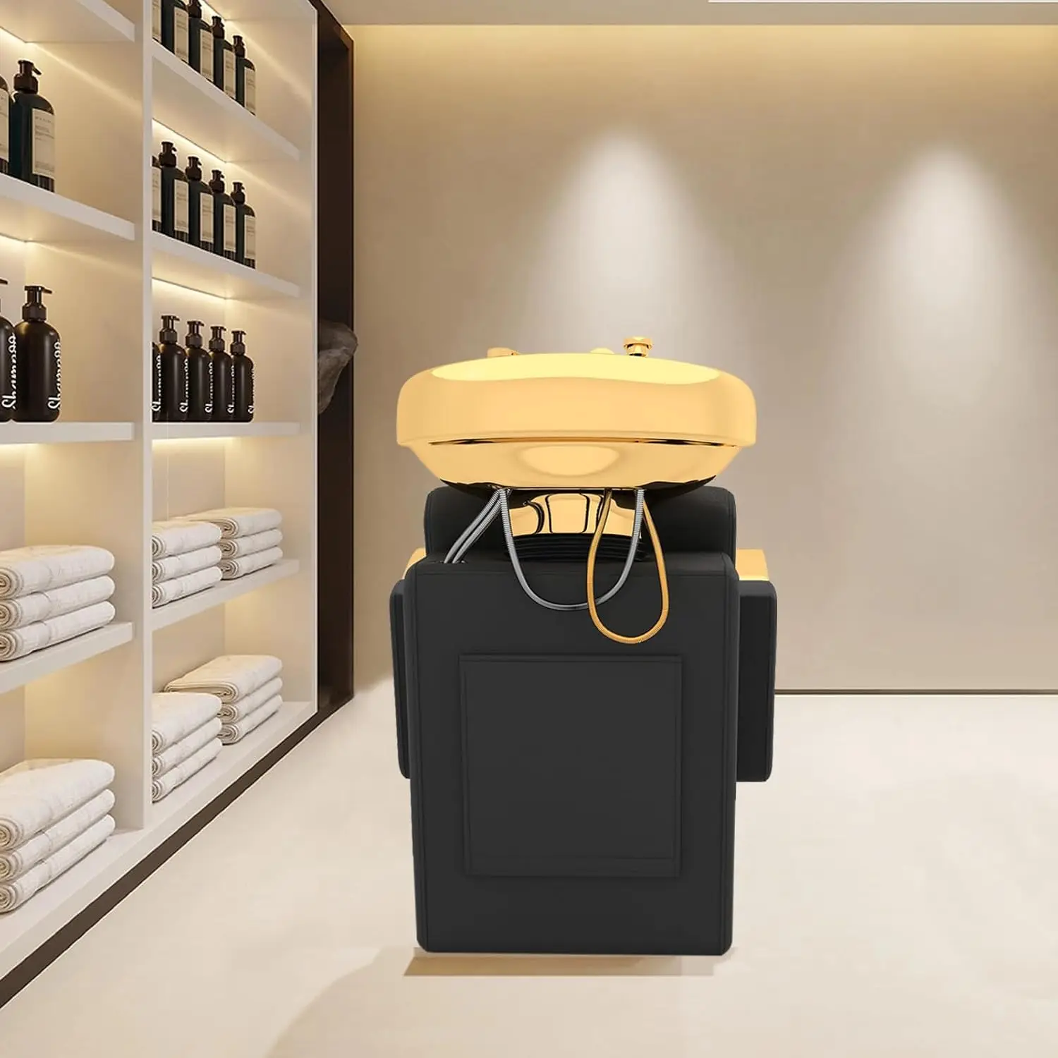 Artist Hand Shampoo Station Backwash Chair Ceramic Hair Wash Bowl Gold, Customized