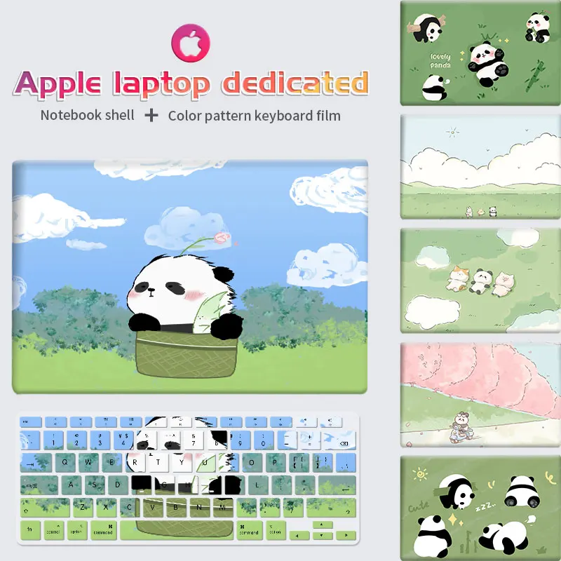 

Laptop Case Sleeve Panda Cartoon Hard Shell Silicone keyboard Cover film For Macbook Air13 A2338 Pro A2681 A2485 Waterproof Case