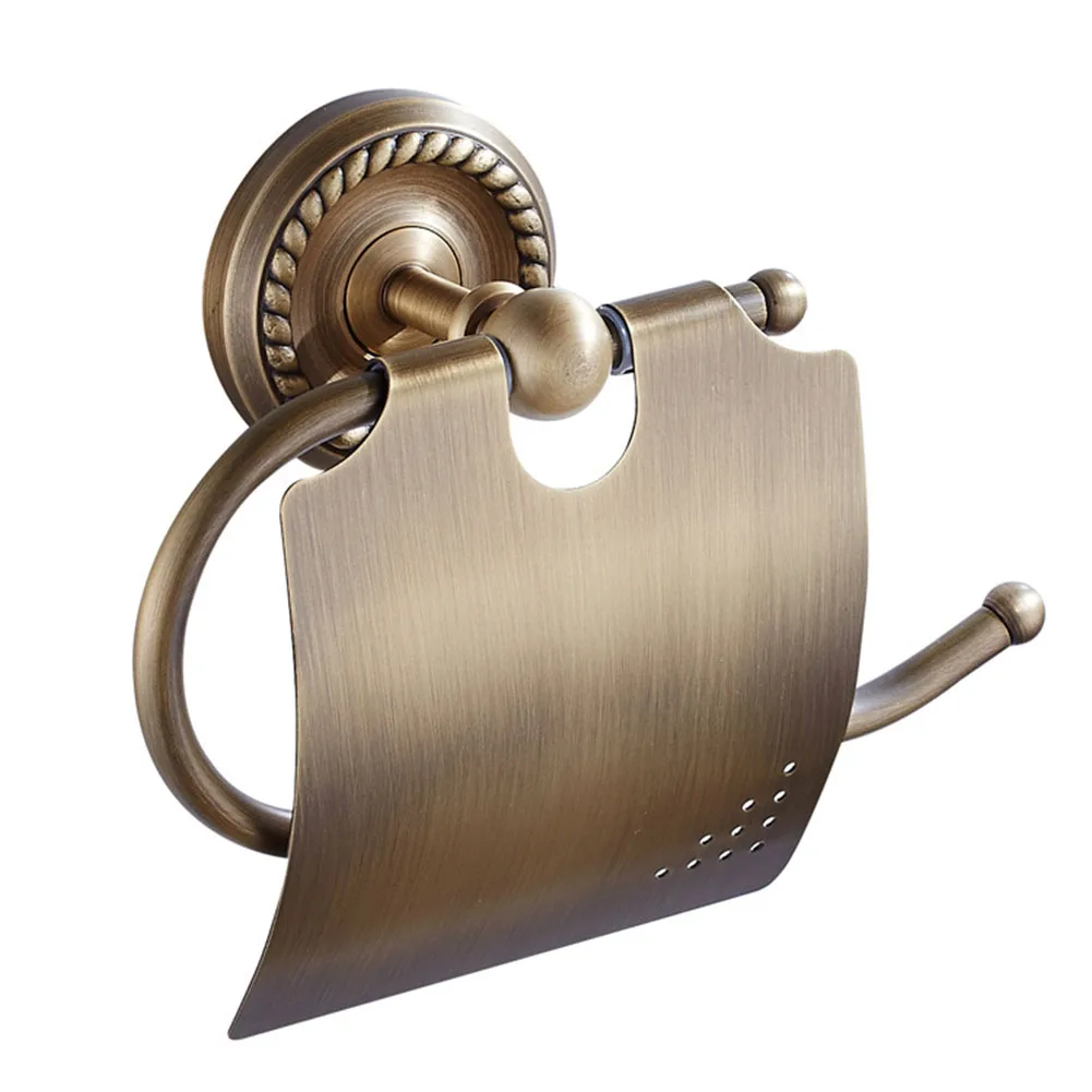 Brass Toilet Paper Holder Box Wall Mounted Dispenser With Baffle For Bathroom Restroom Home Improvement Hardware