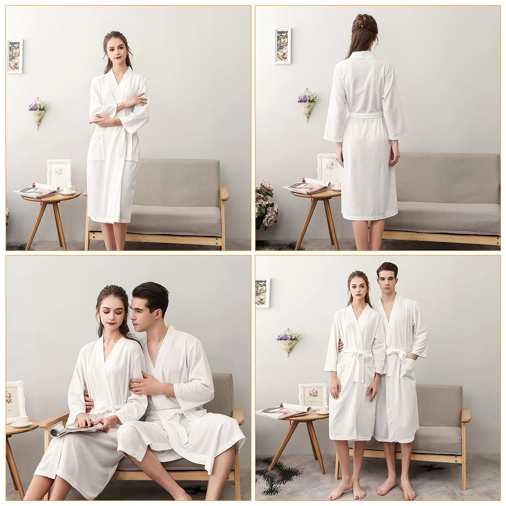 

Seven-quarter Sleeve Nightgown Polyester Bathrobe Spa Sleepwear Women Practical Couple Robes Quick-dry Comfortable Summer Spring