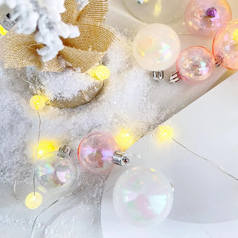 12/24/36Pcs 4CM Christmas Iridescent Ball Clear Shatterproof DIY Holiday Xmas Tree Hanging Ball Ornament Pendant Party Decor