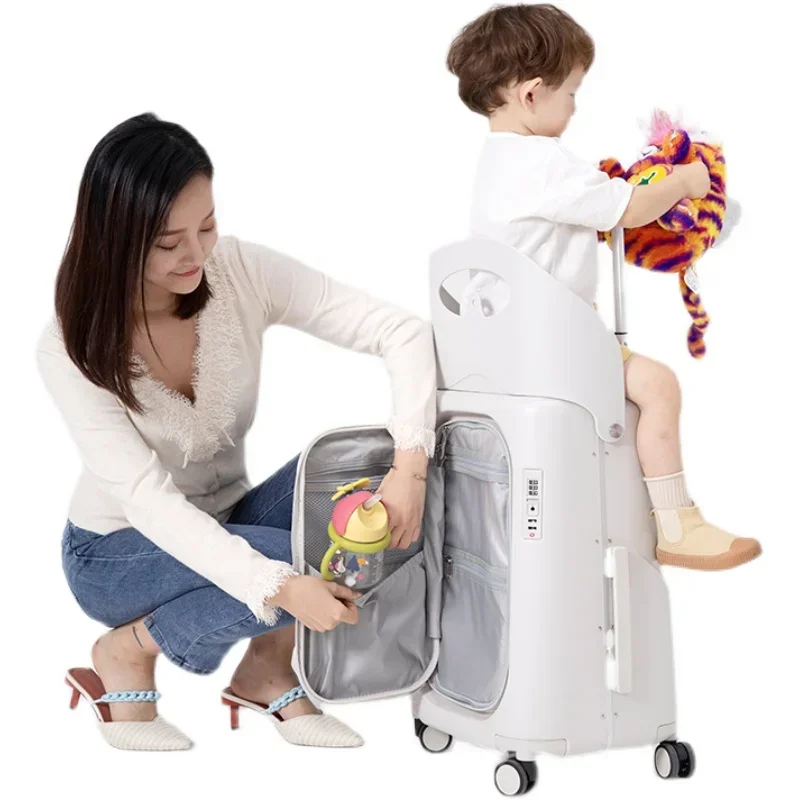 Parent-child mom suitcase, child seat, baby stroller can be mounted, and a suitcase with baby can be boarded