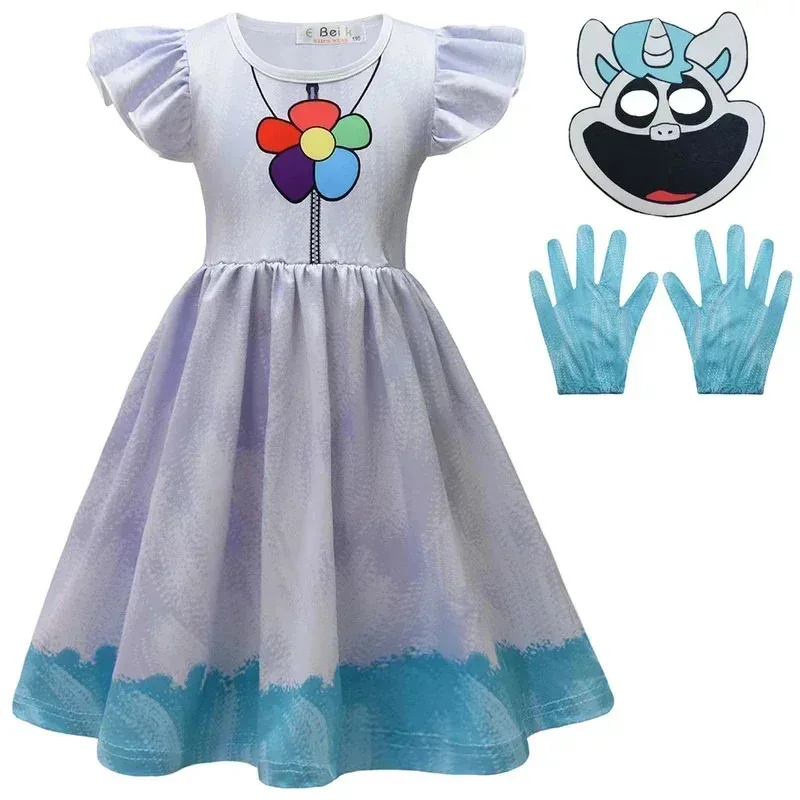 

Детский карнавальный костюм «Улыбающиеся животные» на день собаки, маска принцессы для девочек, перчатки, детское летнее платье с героями мультфильмов на Хэллоуин