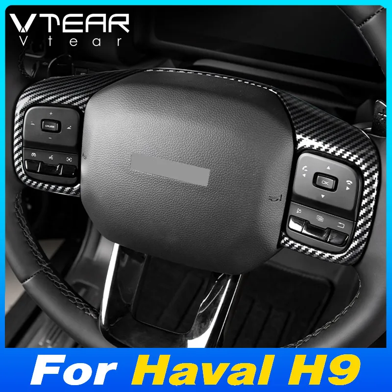 Vtear Car Steering Wheel Frame Cover Decoration Stickers ABS Trim Kit Protection Interior Accessories For Haval H9 MK2 2024 2025