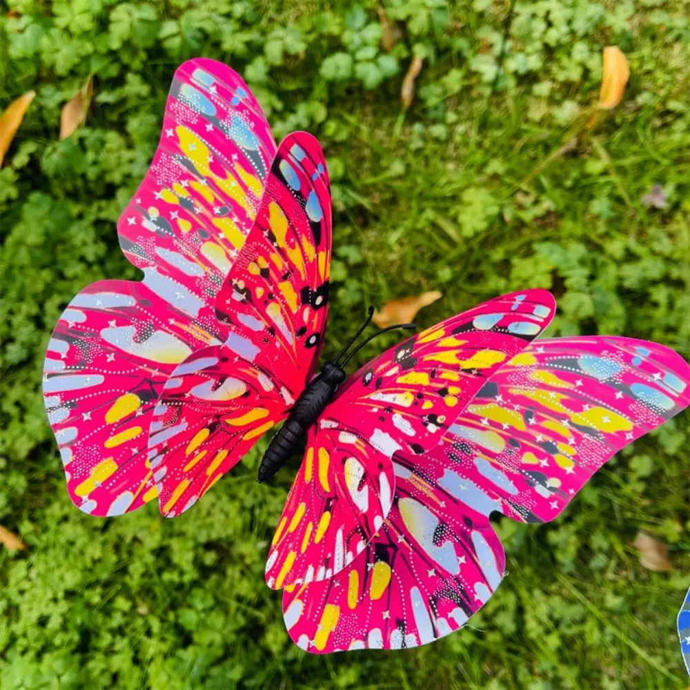 

Набор из 5 больших садовых декоративных фигур в виде бабочек, разноцветные, двухслойные, для украшения газона, водонепроницаемые, для вечеринок