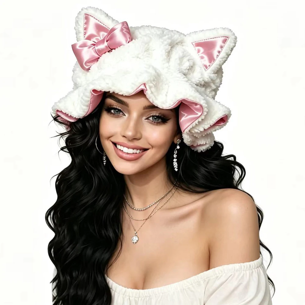 1pc Teddy Woman Satin-Lined Bonnet Hats All Comfort Stylish Curl Protection Beanie Caps for Home Daily Hair Care