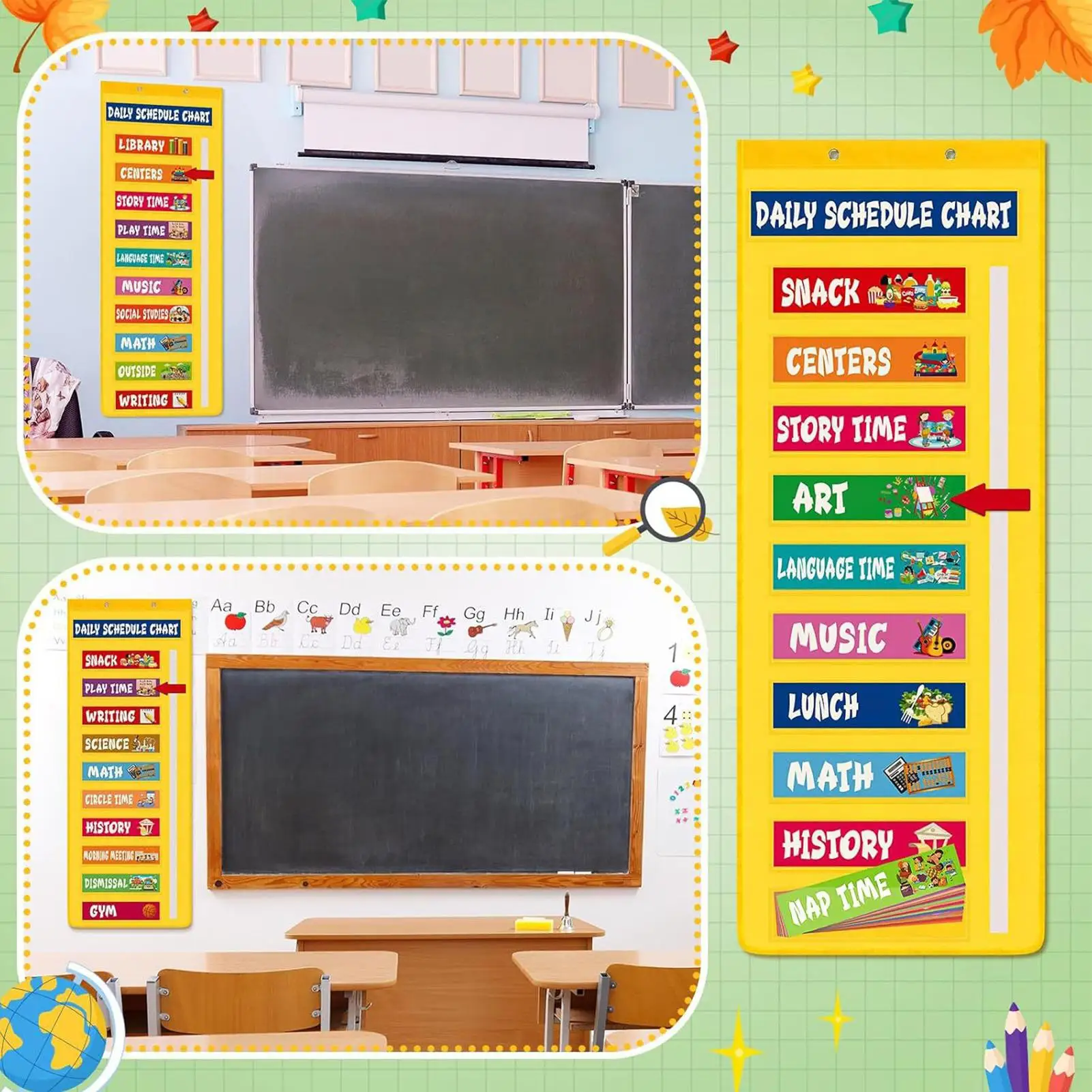 教室スケジュール ポケット チャート ビジュアル キッズ デイリー スケジュール カレンダー ビジュアル ティーチング ツール 学習用カレンダー オーガナイゼーション